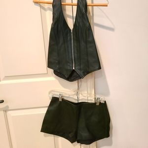 Genuine Leather Halter Top and Shorts SMALL